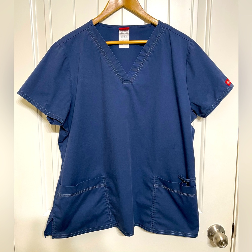 Dickies Gen Flex Women's 2-Pocket Stretch V- neck Top Medical Scrubs XL Navy